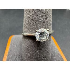 STS Signed Sterling Silver 925 Round Cut Cubic Zirconia Engagement Ring Sz 10